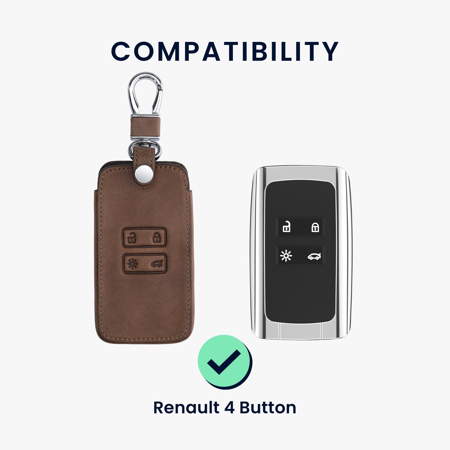 kwmobile Car Key Cover compatible with Renault 4-button Smart Key (Keyless Go only)