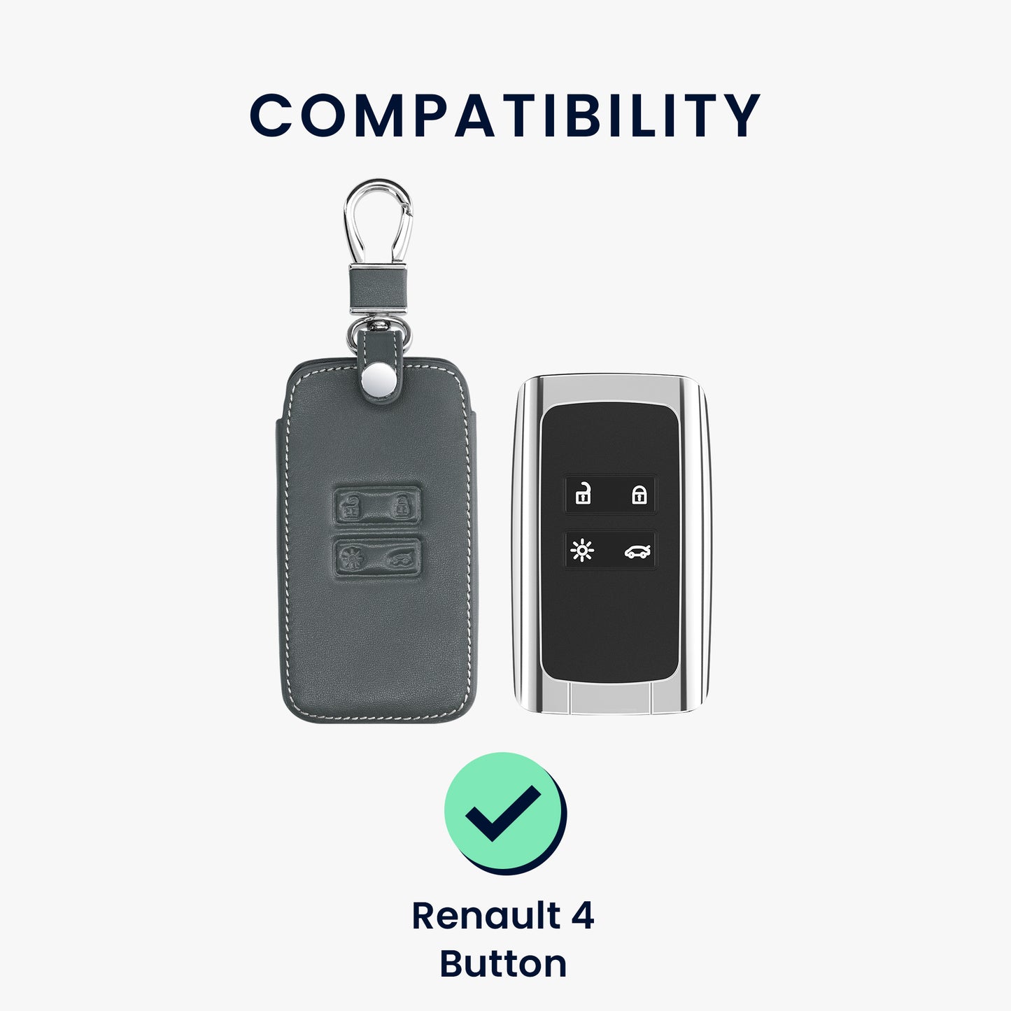 kwmobile Car Key Cover compatible with Renault 4-button Smart Key (Keyless Go only)