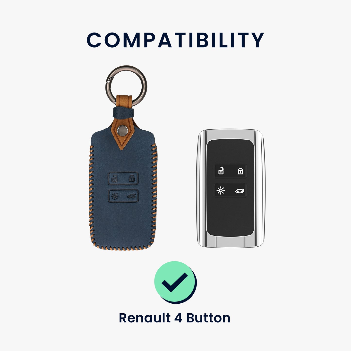 kwmobile Car Key Cover compatible with Renault 4-button Smart Key (Keyless Go only)