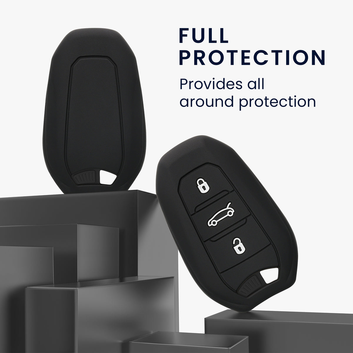 kwmobile Car Key Cover compatible with Peugeot Citroen 3-Button Smart Key (Keyless Go only)