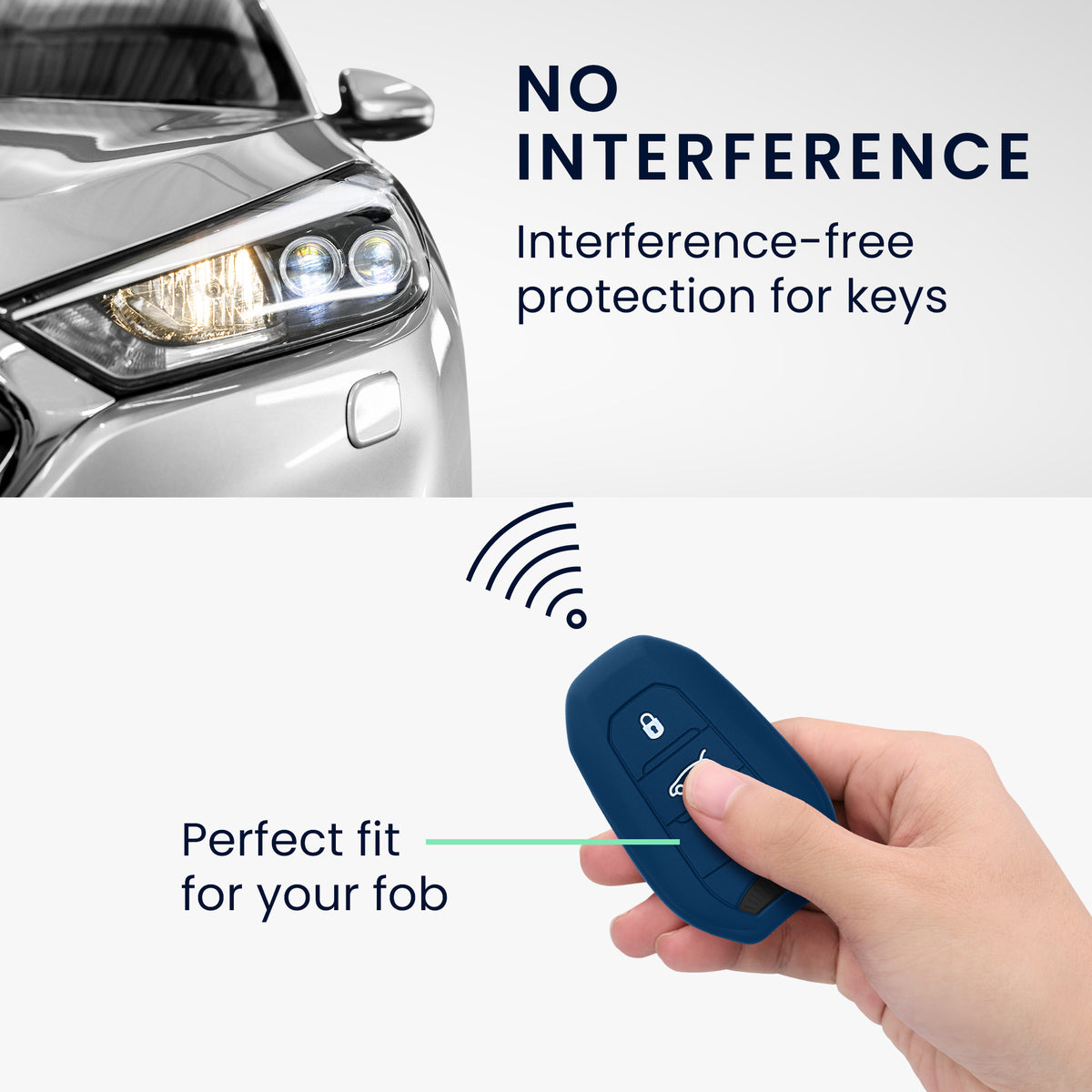 kwmobile Car Key Cover compatible with Peugeot Citroen 3-Button Smart Key (Keyless Go only)