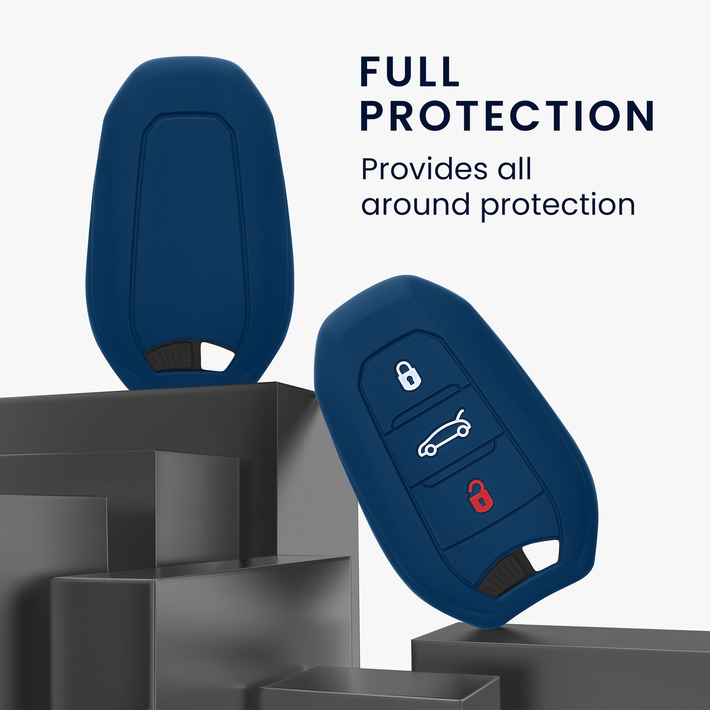kwmobile Car Key Cover compatible with Peugeot Citroen 3-Button Smart Key (Keyless Go only)