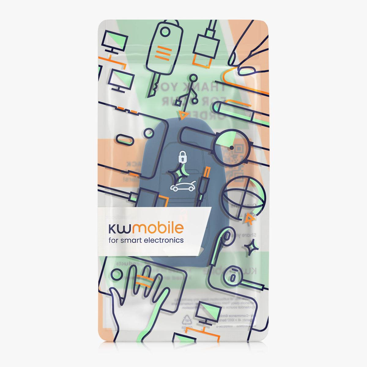 kwmobile Car Key Cover compatible with Peugeot Citroen 3-Button Smart Key (Keyless Go only)