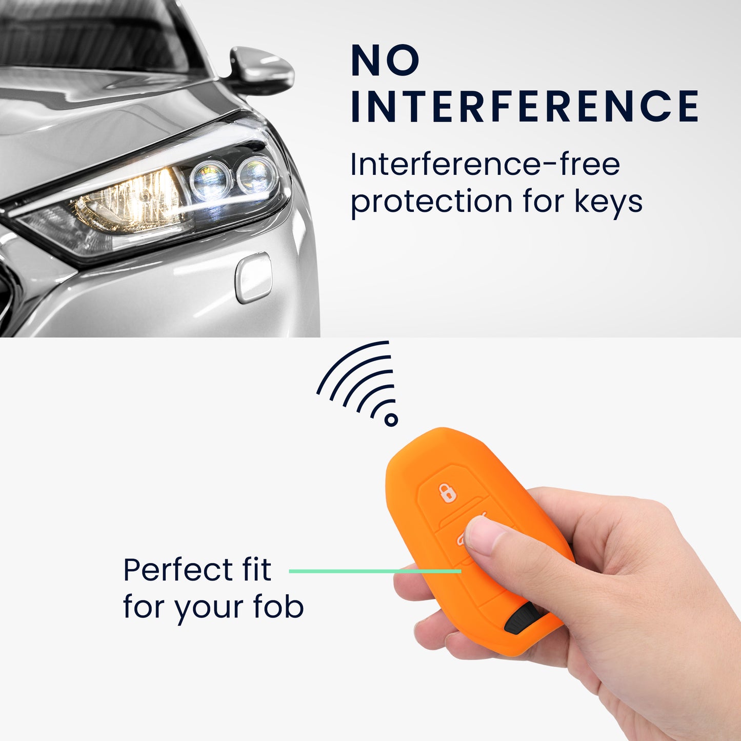 kwmobile Car Key Cover compatible with Peugeot Citroen 3-Button Smart Key (Keyless Go only)