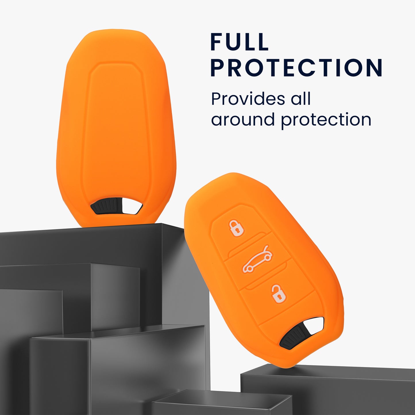 kwmobile Car Key Cover compatible with Peugeot Citroen 3-Button Smart Key (Keyless Go only)