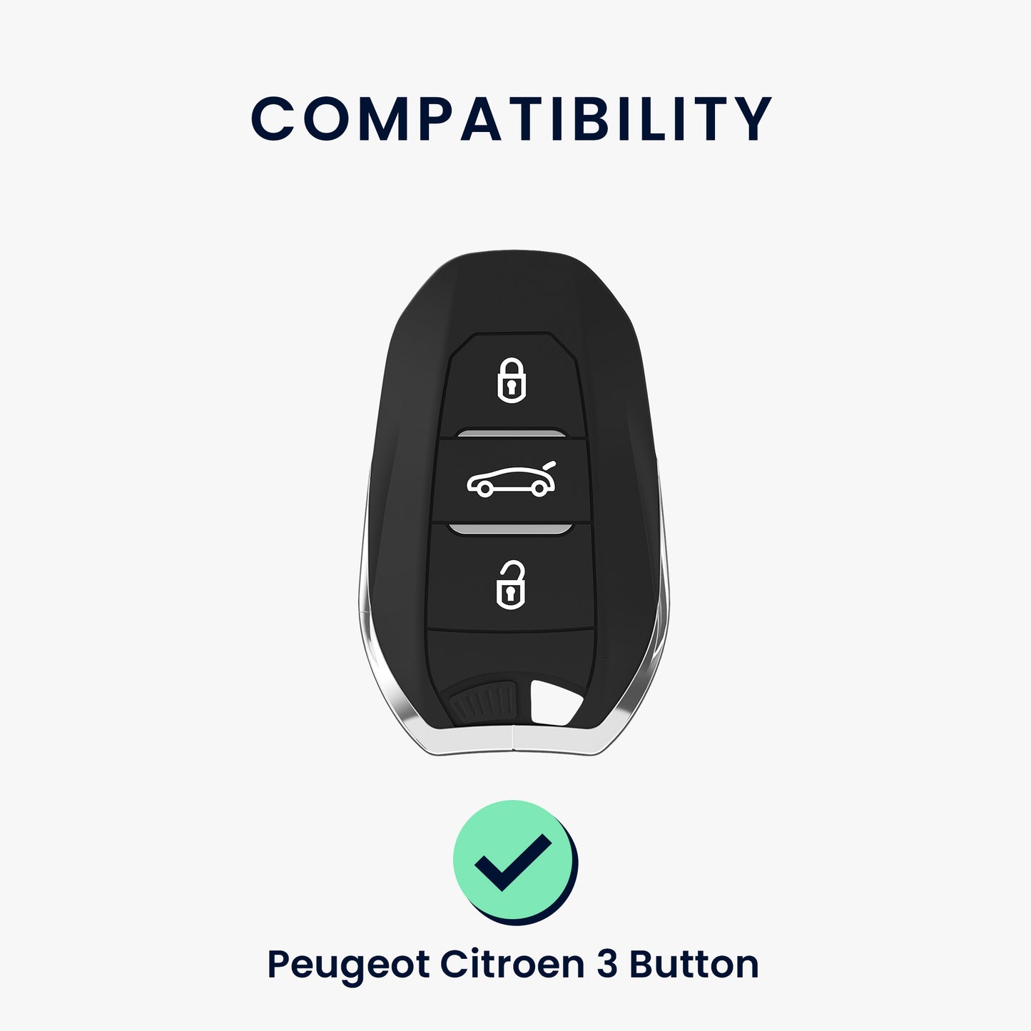 kwmobile Car Key Cover compatible with Peugeot Citroen 3-Button Smart Key (Keyless Go only)
