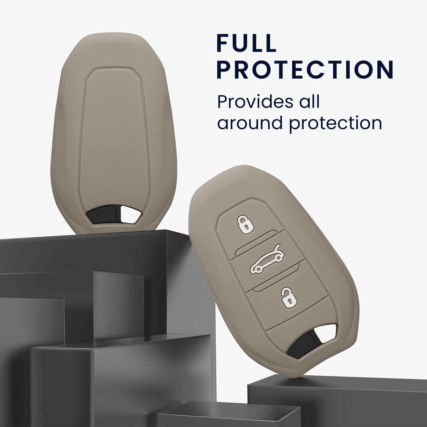 kwmobile Car Key Cover compatible with Peugeot Citroen 3-Button Smart Key (Keyless Go only)