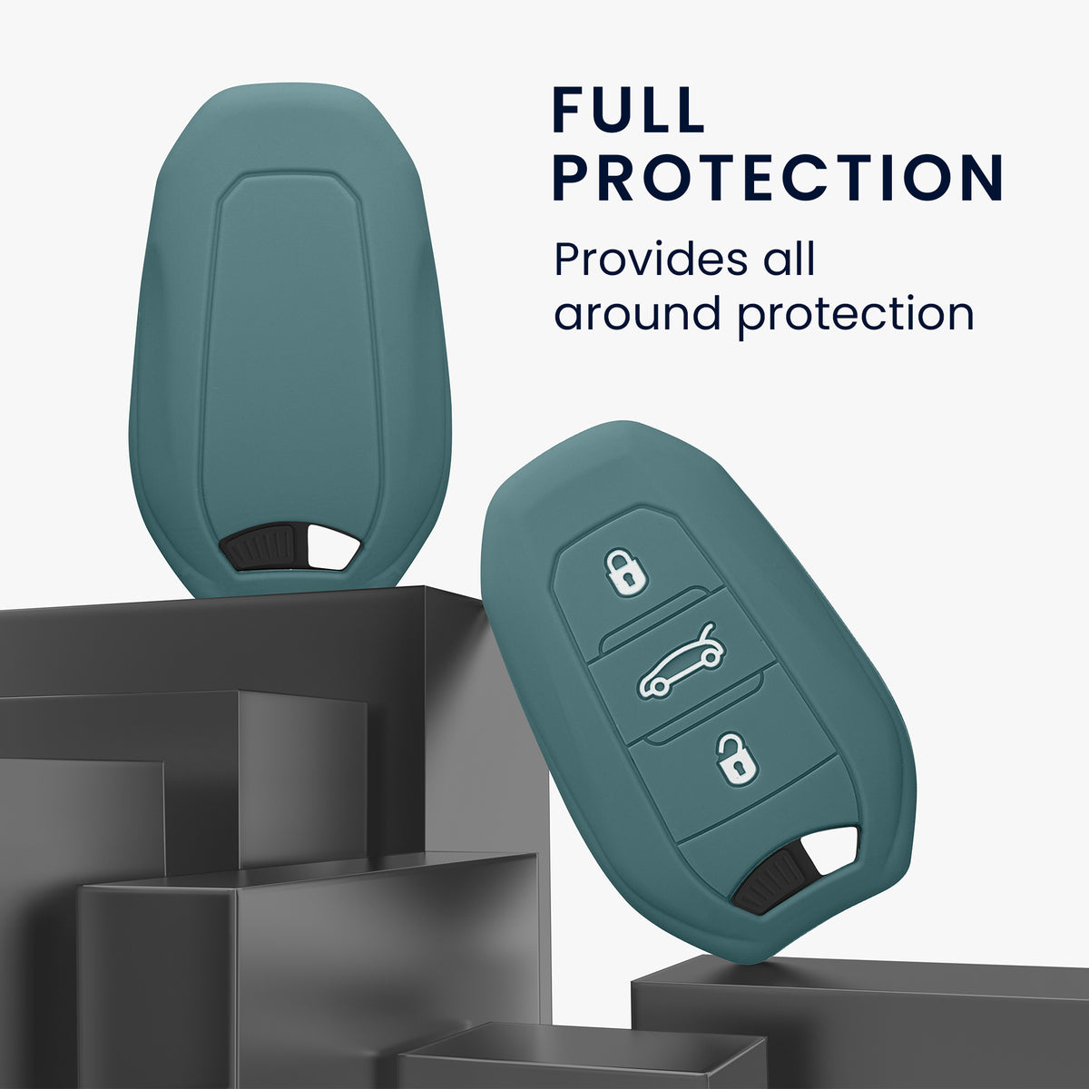kwmobile Car Key Cover compatible with Peugeot Citroen 3-Button Smart Key (Keyless Go only)