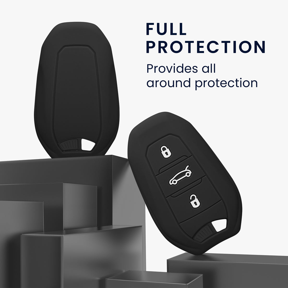 kwmobile Car Key Cover compatible with Peugeot Citroen 3-Button Smart Key (Keyless Go only)