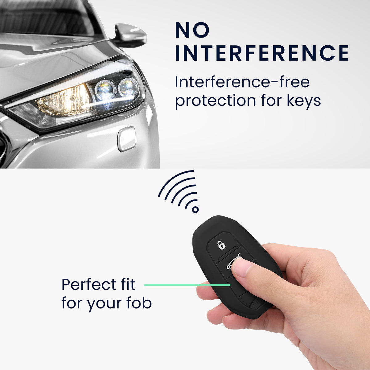 kwmobile Car Key Cover compatible with Peugeot Citroen 3-Button Smart Key (Keyless Go only)