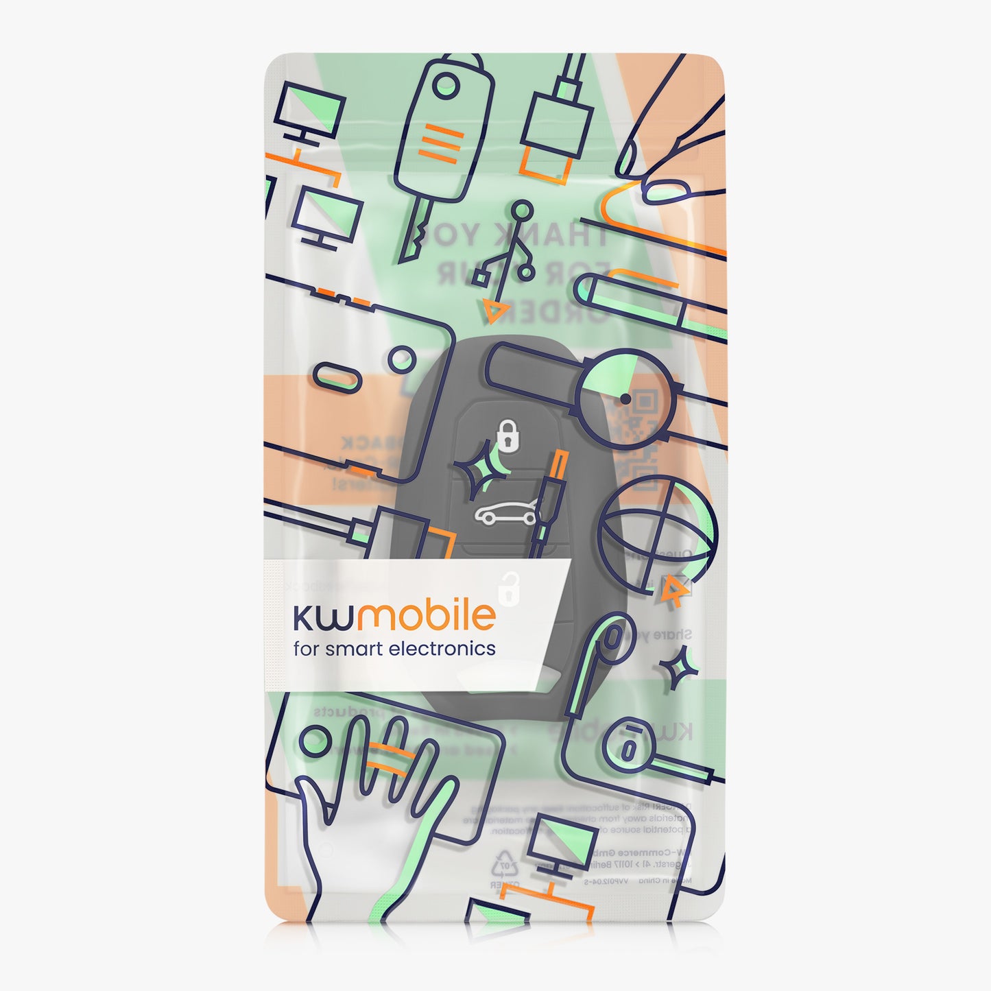 kwmobile Car Key Cover compatible with Peugeot Citroen 3-Button Smart Key (Keyless Go only)