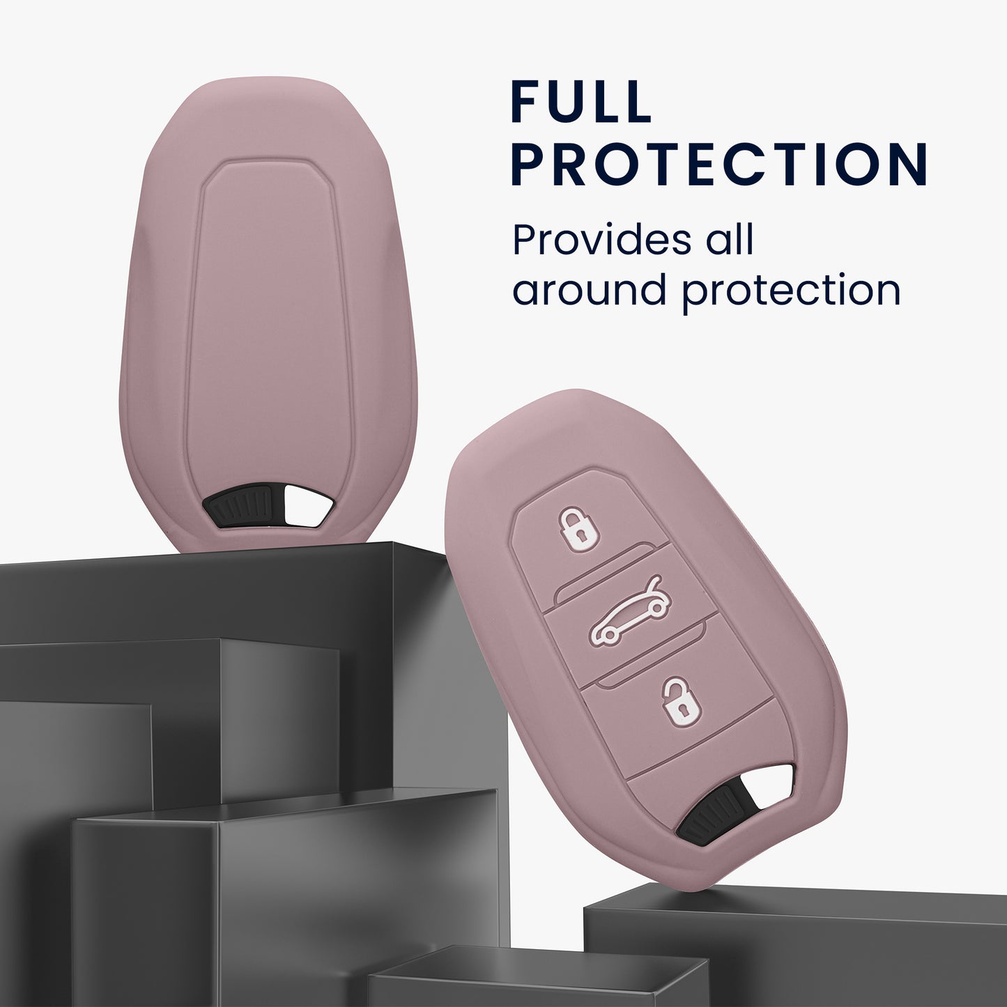 kwmobile Car Key Cover compatible with Peugeot Citroen 3-Button Smart Key (Keyless Go only)