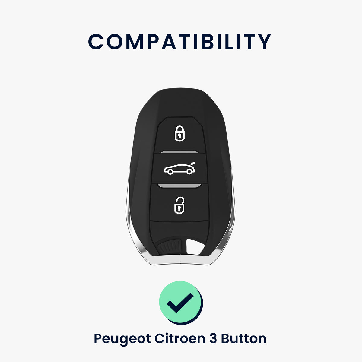 kwmobile Car Key Cover compatible with Peugeot Citroen 3-Button Smart Key (Keyless Go only)