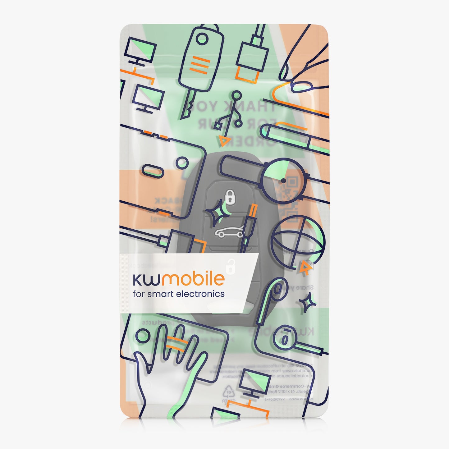 kwmobile Car Key Cover compatible with Peugeot Citroen 3-Button Smart Key (Keyless Go only)