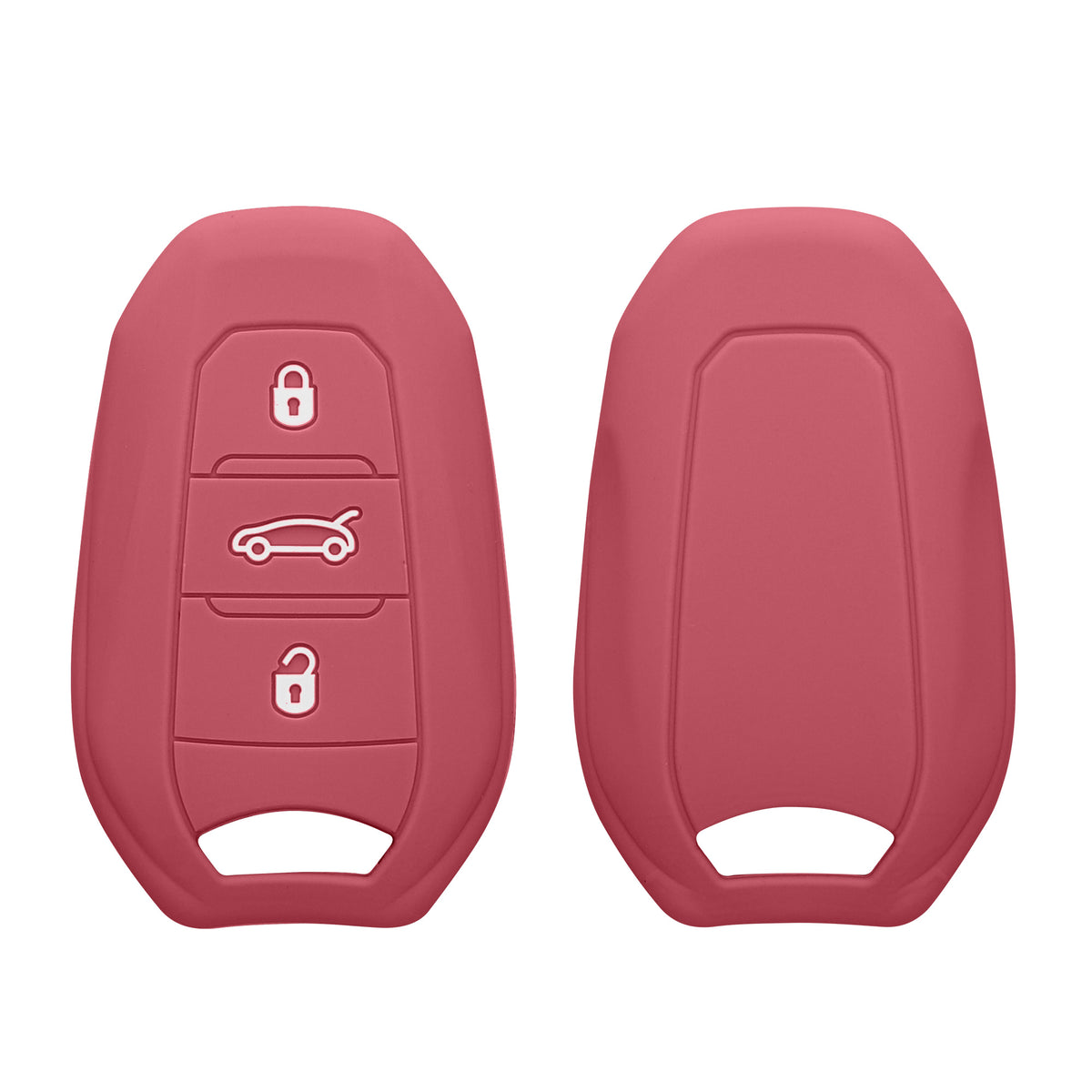 kwmobile Schlüsselhülle für Peugeot Citroen 3-Tasten Smartkey Autoschlüssel (nur Keyless Go) Hülle - Autoschlüssel Schlüssel Hülle aus Silikon - Schlüsselschutz Gehäuse in Dark Rose Dark Rose