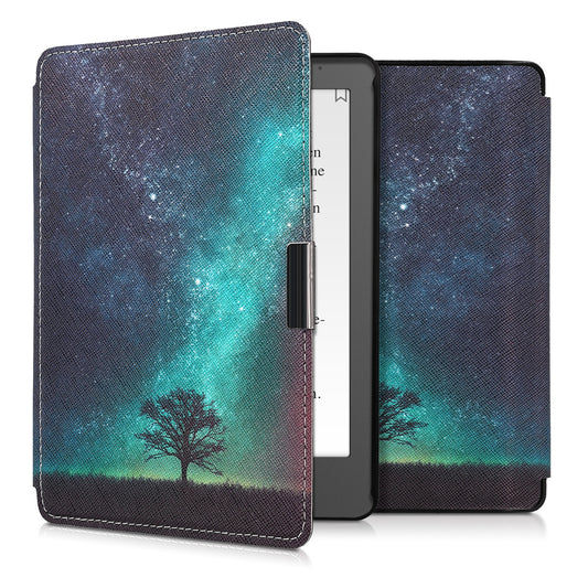 kwmobile Case for Kobo Aura Edition 2 - eReader Flip Cover with Auto Sleep Function - Galaxy Tree Meadow