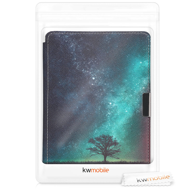 kwmobile Case for Kobo Aura Edition 2 - eReader Flip Cover with Auto Sleep Function - Galaxy Tree Meadow
