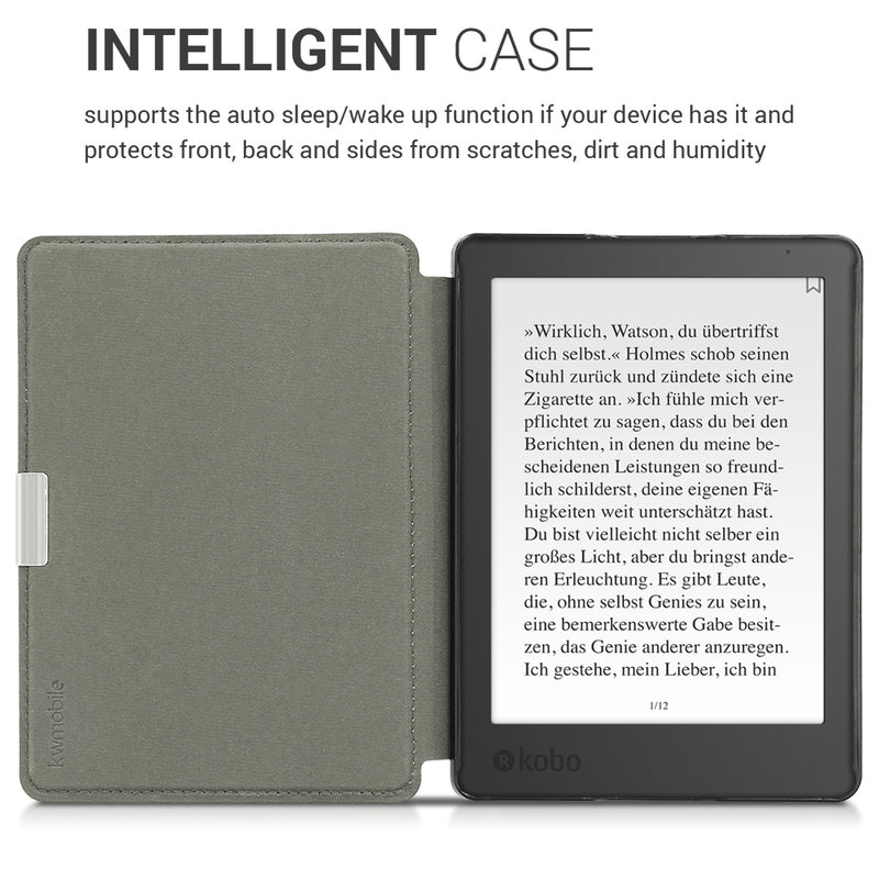 kwmobile Case for Kobo Aura Edition 2 - eReader Flip Cover with Auto Sleep Function - Galaxy Tree Meadow
