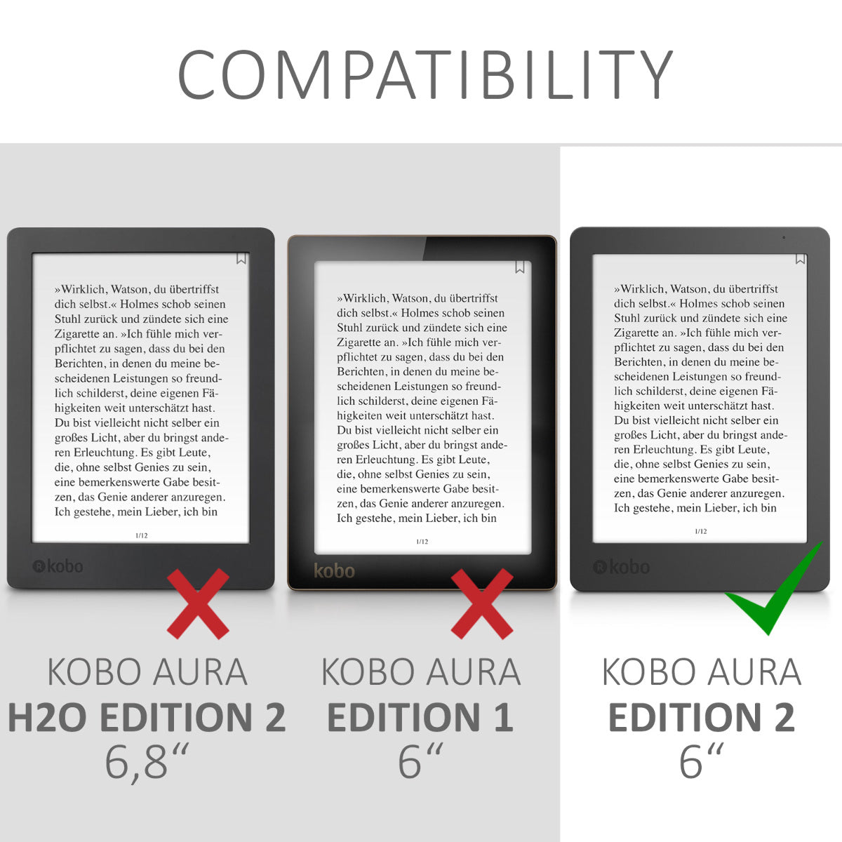 kwmobile Case for Kobo Aura Edition 2 - eReader Flip Cover with Auto Sleep Function - Galaxy Tree Meadow