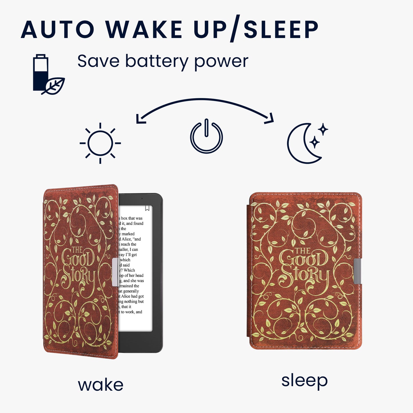 kwmobile Case for Kobo Aura Edition 2 - eReader Flip Cover with Auto Sleep Function - Galaxy Tree Meadow