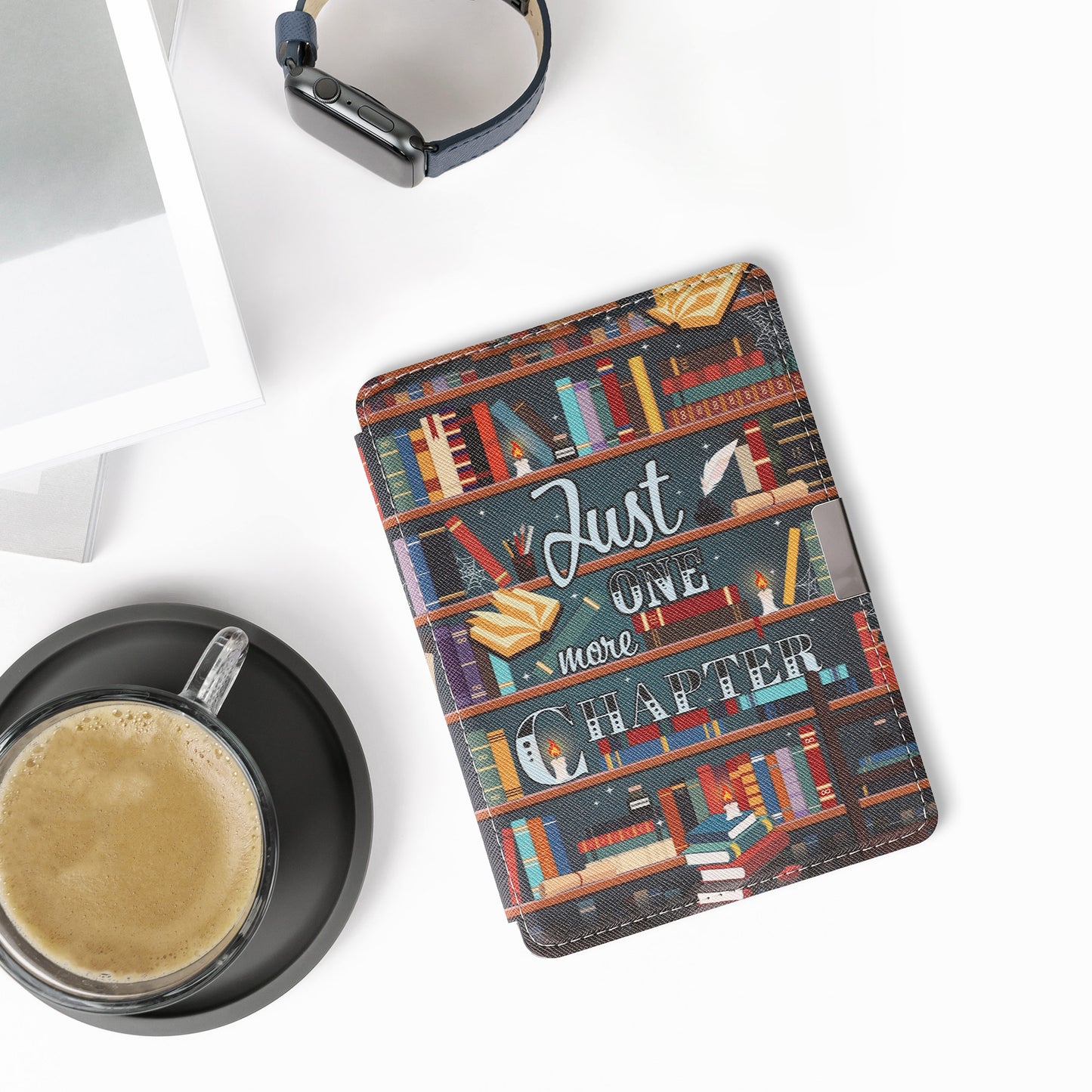 kwmobile Case for Kobo Aura Edition 2 - eReader Flip Cover with Auto Sleep Function - Galaxy Tree Meadow