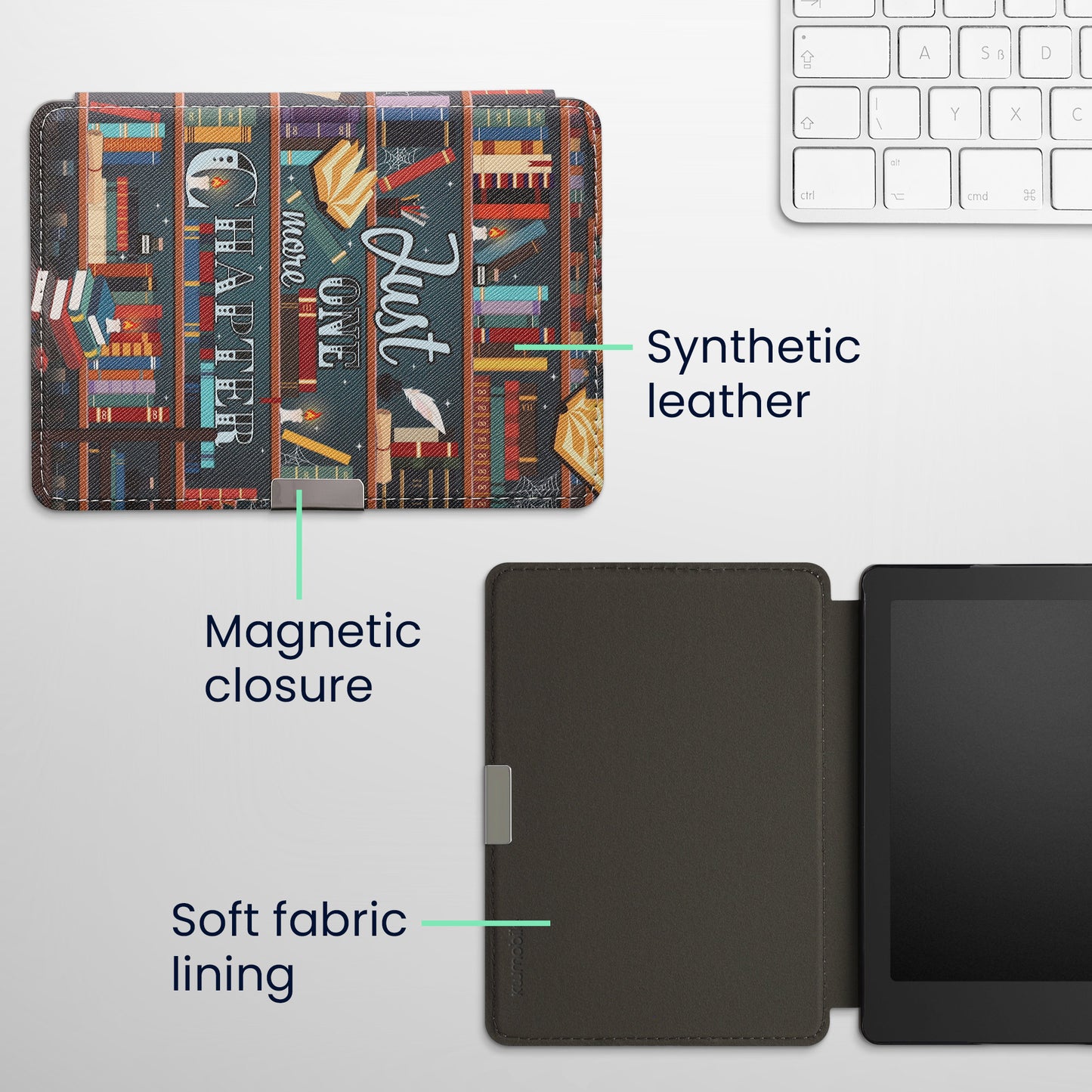 kwmobile Case for Kobo Aura Edition 2 - eReader Flip Cover with Auto Sleep Function - Galaxy Tree Meadow