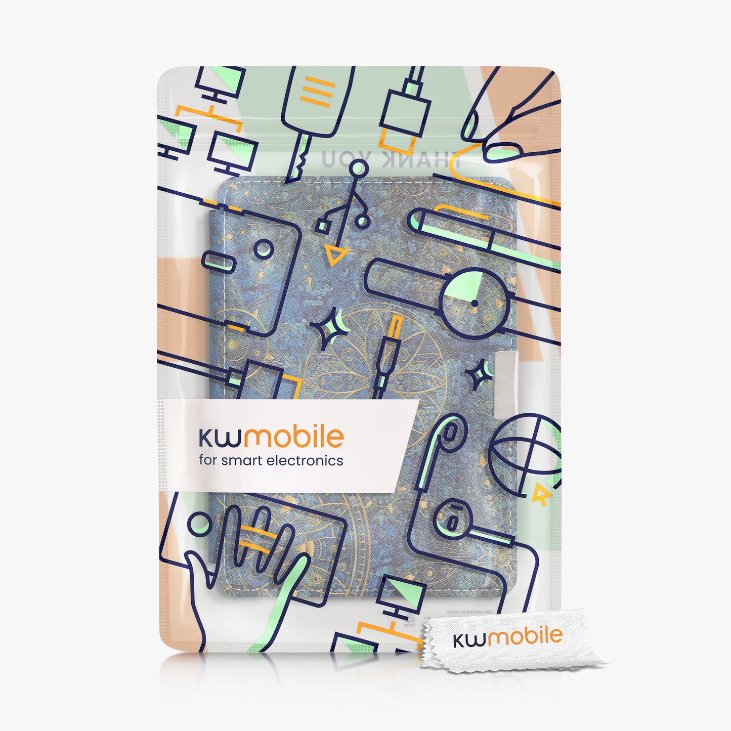 kwmobile Case for Kobo Aura Edition 2 - eReader Flip Cover with Auto Sleep Function - Galaxy Tree Meadow