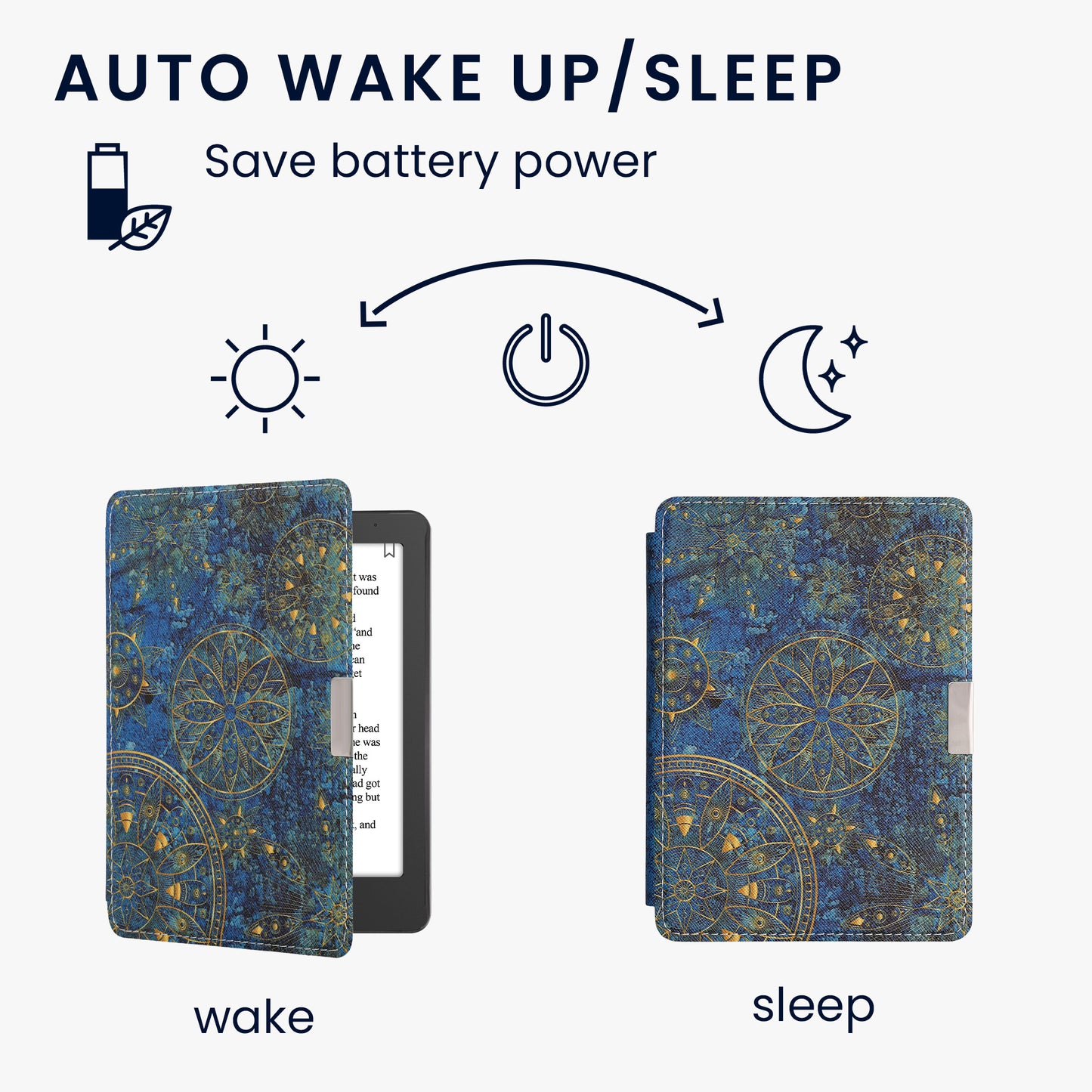 kwmobile Case for Kobo Aura Edition 2 - eReader Flip Cover with Auto Sleep Function - Galaxy Tree Meadow