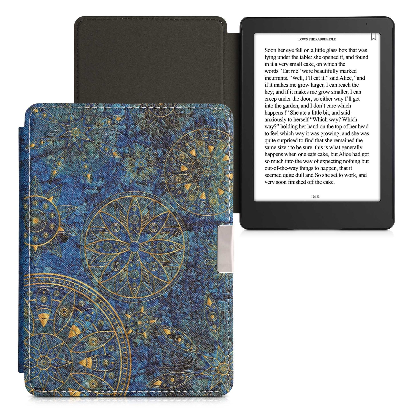 kwmobile Case for Kobo Aura Edition 2 - eReader Flip Cover with Auto Sleep Function - Galaxy Tree Meadow