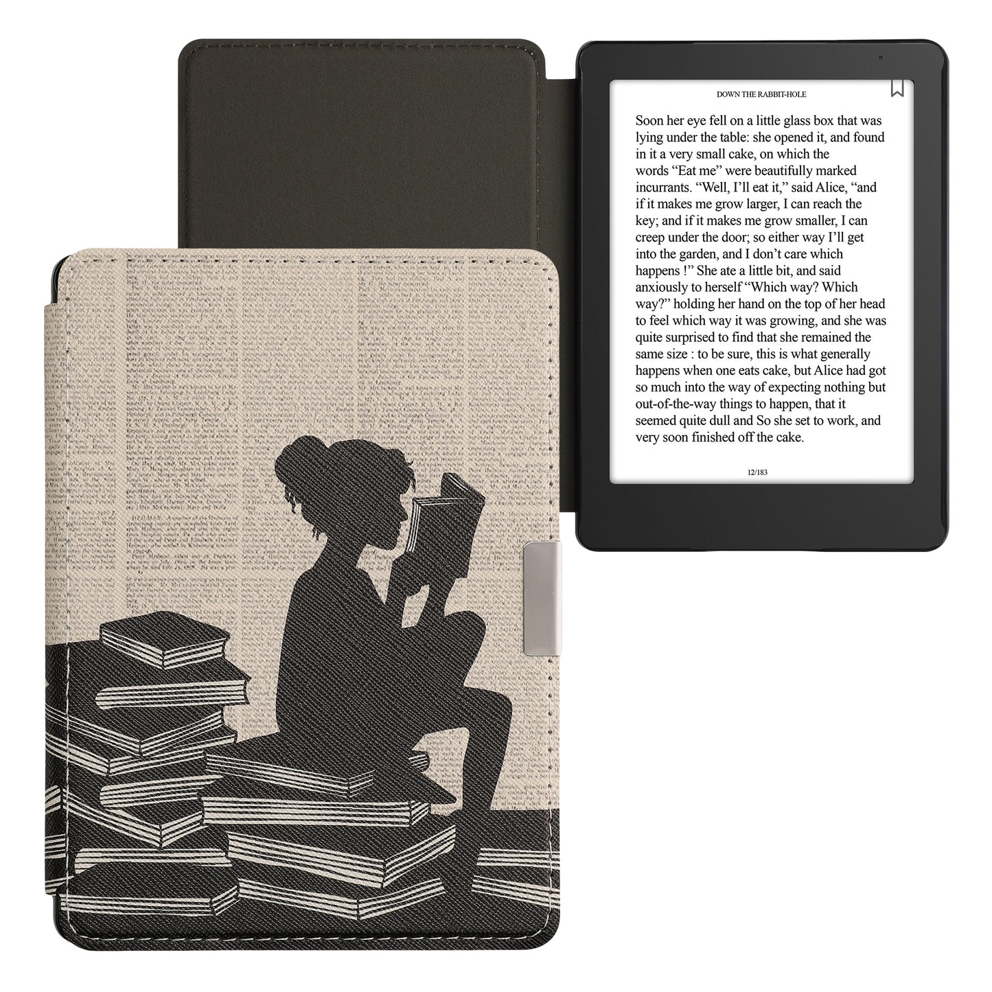 kwmobile Case for Kobo Aura Edition 2 - eReader Flip Cover with Auto Sleep Function - Galaxy Tree Meadow