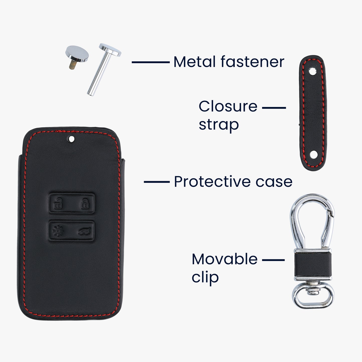 Renault 4-Button Smartkey Keyless Go Faux Leather Car Key Cover