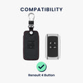 Renault 4-Button Smartkey Keyless Go Faux Leather Car Key Cover
