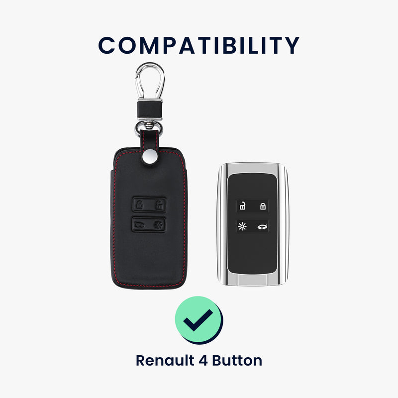 Renault 4-Button Smartkey Keyless Go Faux Leather Car Key Cover