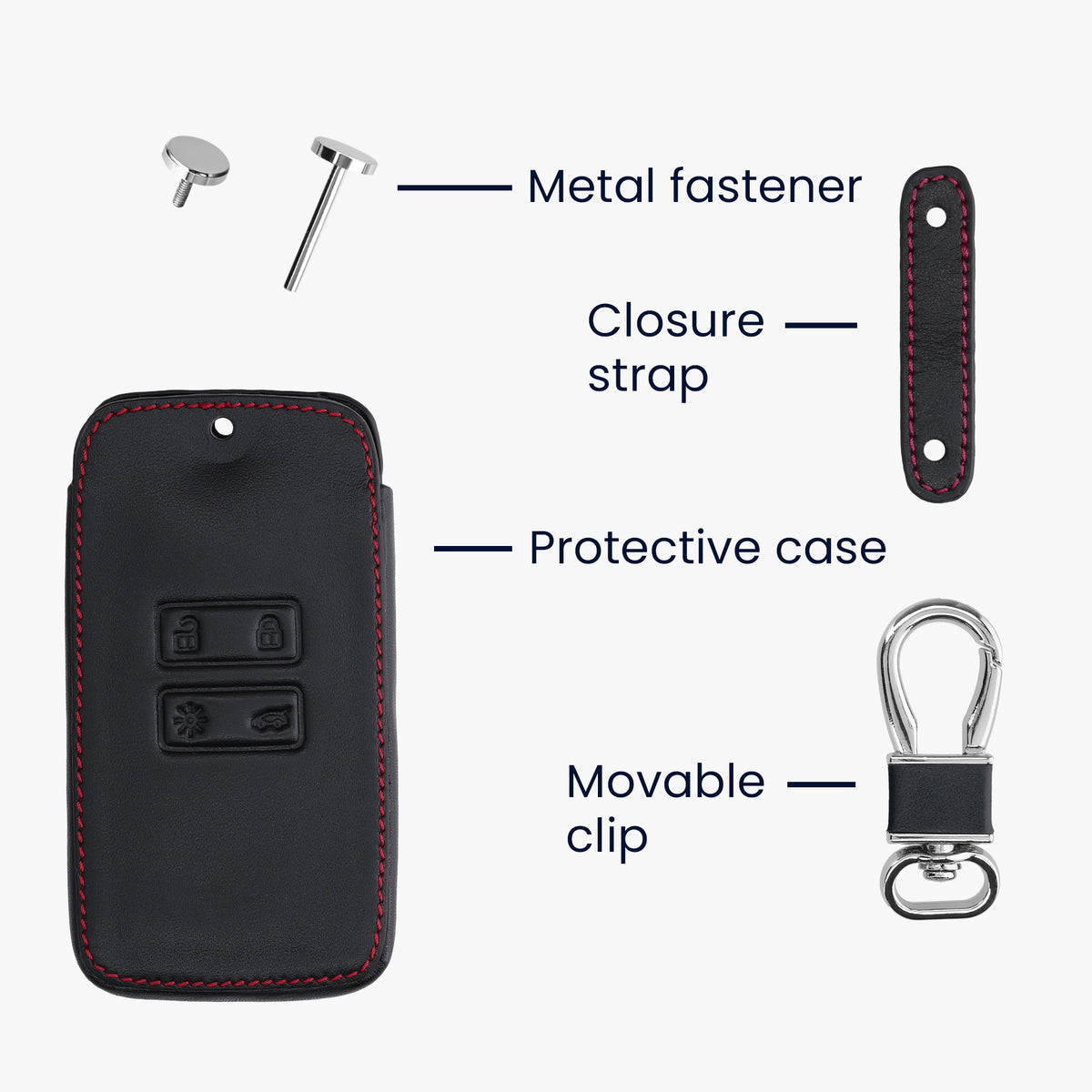 Renault 4-Button Smartkey Keyless Go Faux Leather Car Key Cover