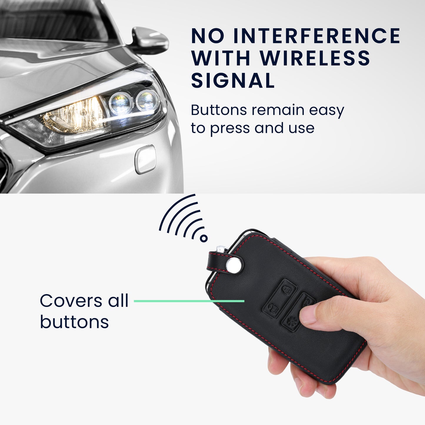 Renault 4-Button Smartkey Keyless Go Faux Leather Car Key Cover