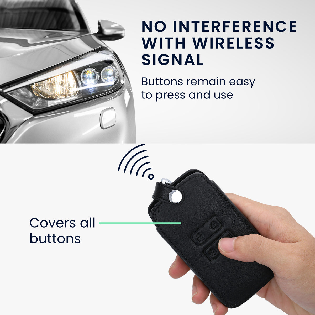 Renault 4-Button Smartkey Keyless Go Faux Leather Car Key Cover