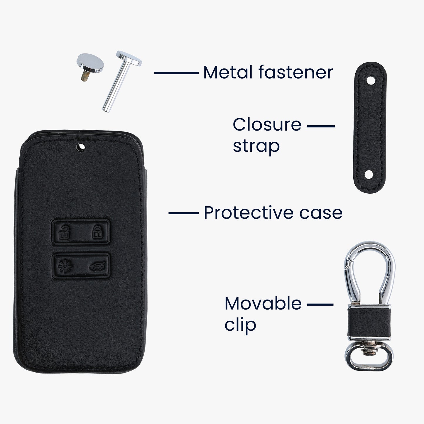 Renault 4-Button Smartkey Keyless Go Faux Leather Car Key Cover