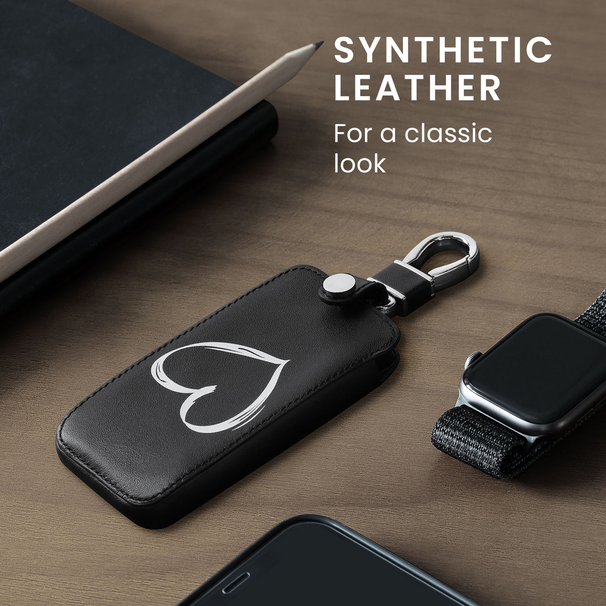 Renault 4-Button Smartkey Keyless Go Faux Leather Car Key Cover
