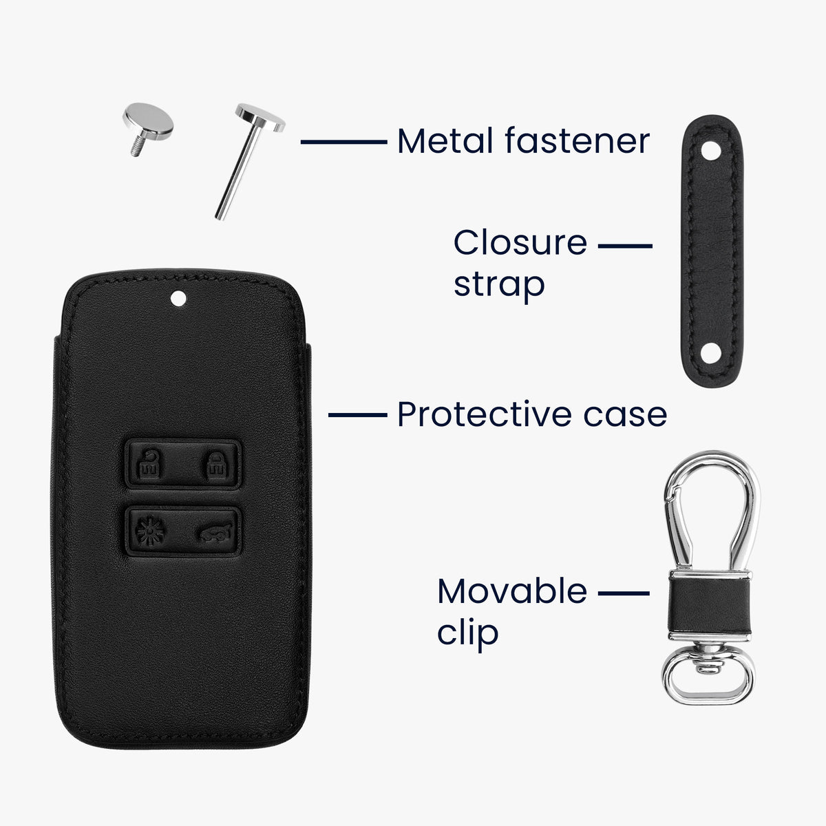 Renault 4-Button Smartkey Keyless Go Faux Leather Car Key Cover