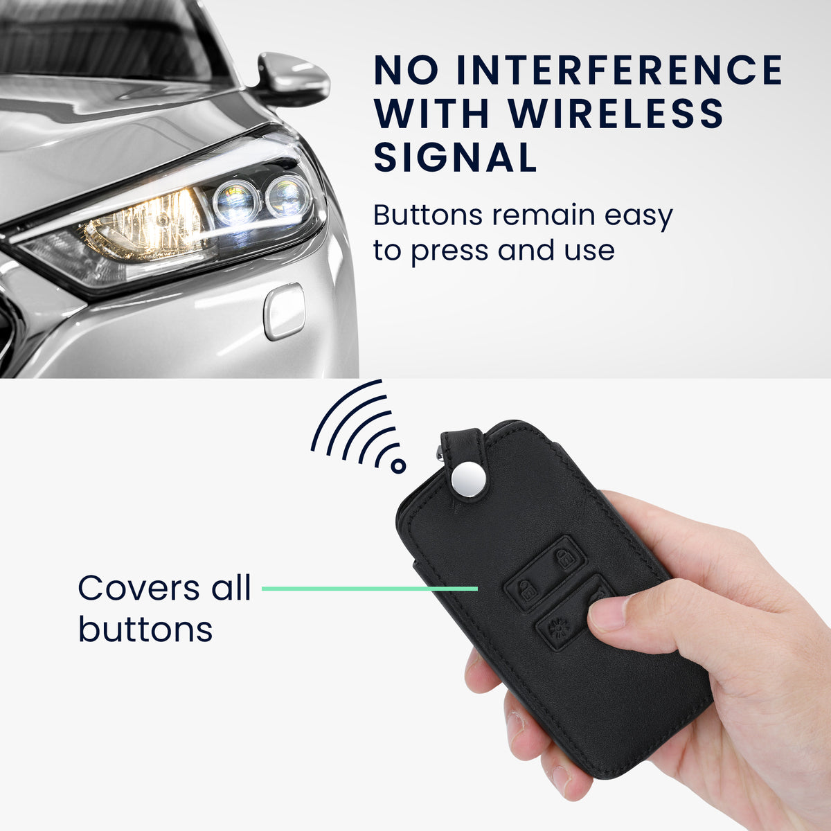 Renault 4-Button Smartkey Keyless Go Faux Leather Car Key Cover