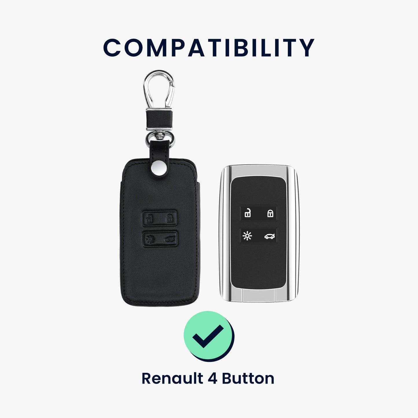 Renault 4-Button Smartkey Keyless Go Faux Leather Car Key Cover