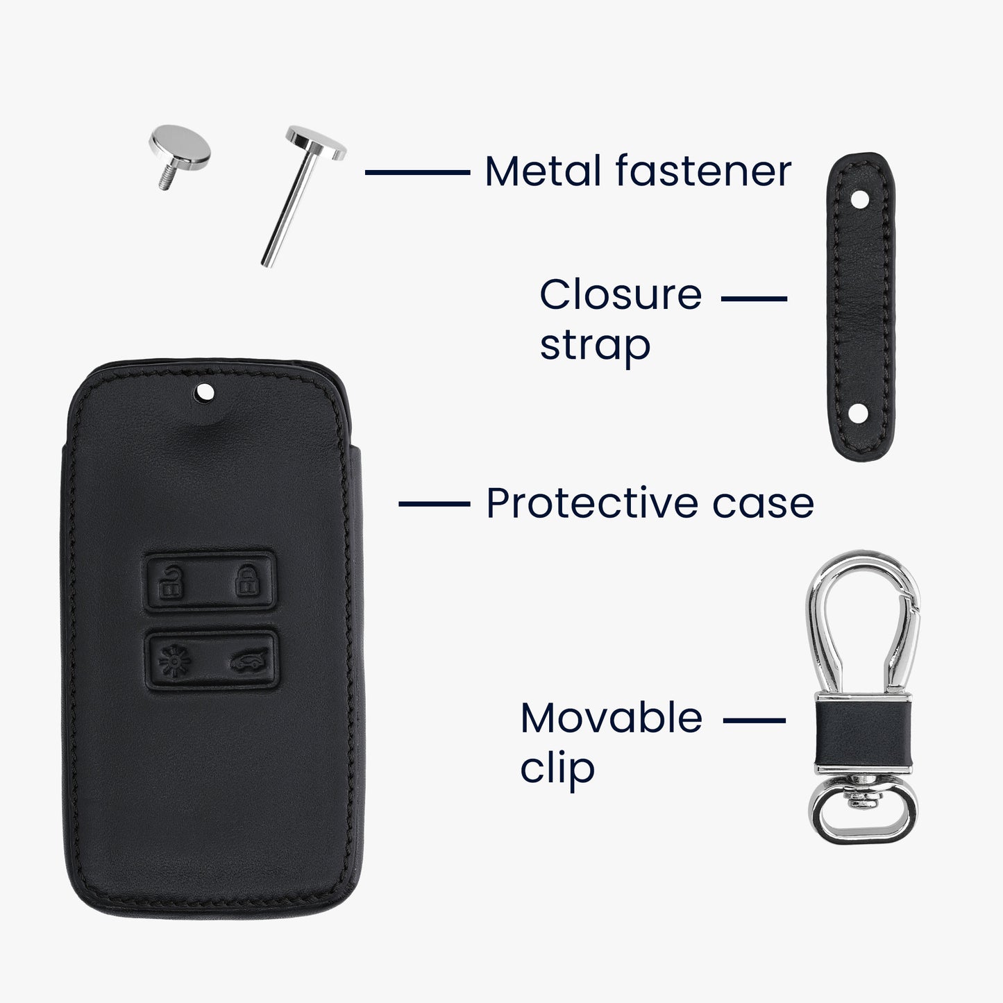 Renault 4-Button Smartkey Keyless Go Faux Leather Car Key Cover