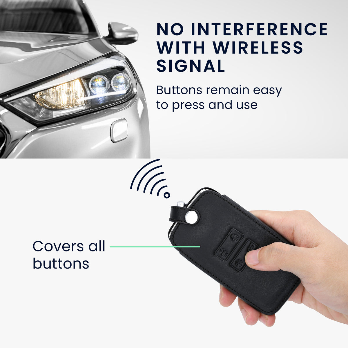 Renault 4-Button Smartkey Keyless Go Faux Leather Car Key Cover