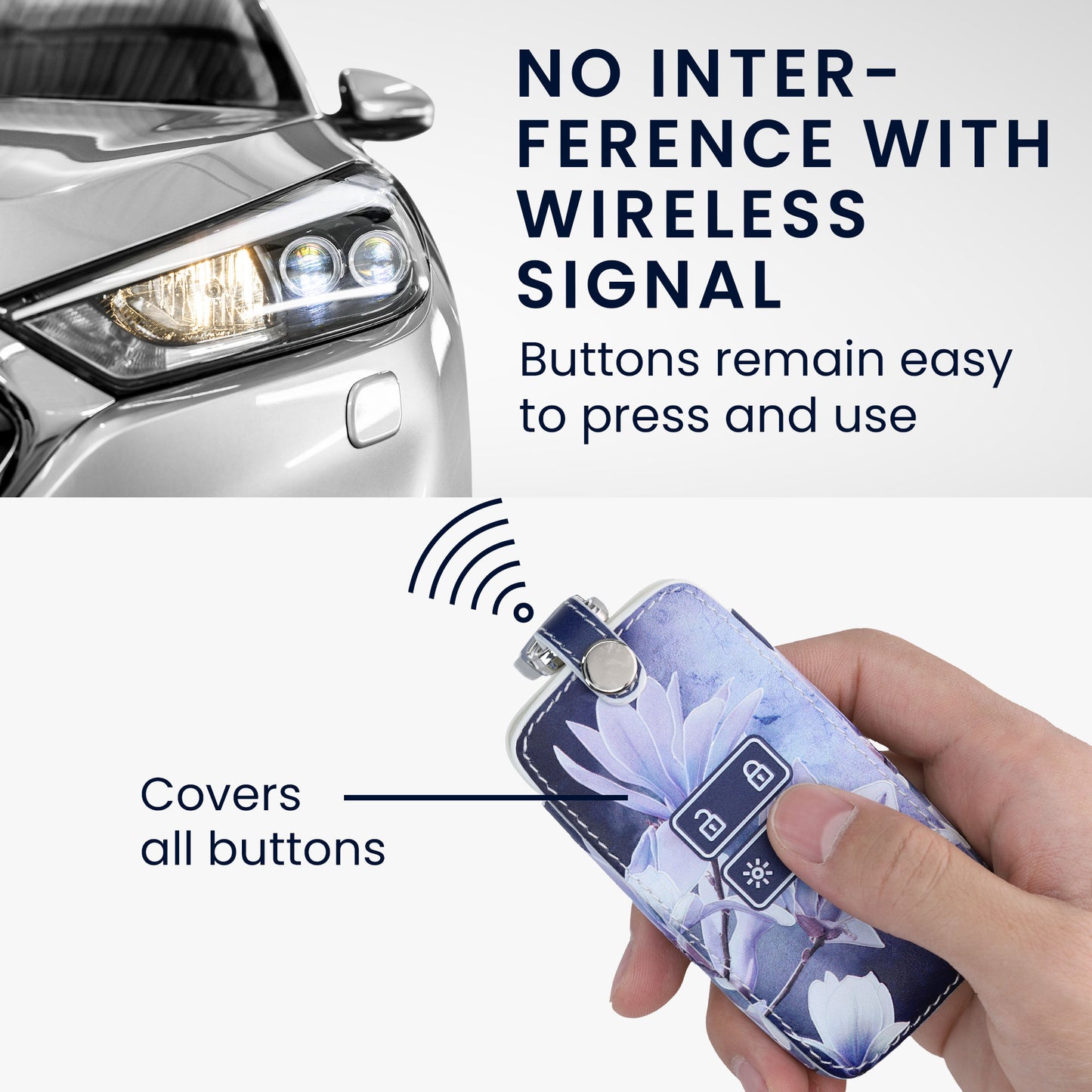 Renault 4-Button Smartkey Keyless Go Faux Leather Car Key Cover