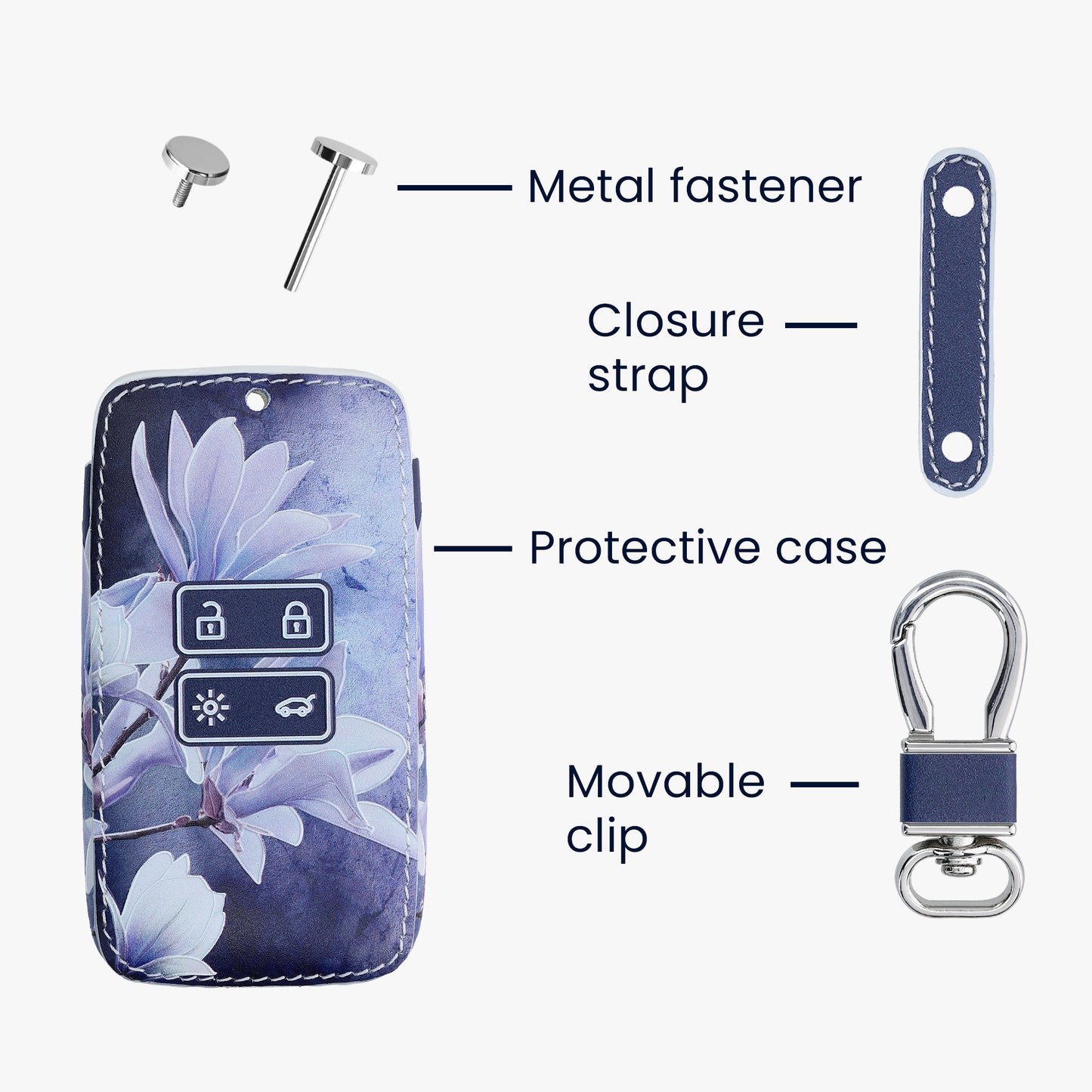 Renault 4-Button Smartkey Keyless Go Faux Leather Car Key Cover