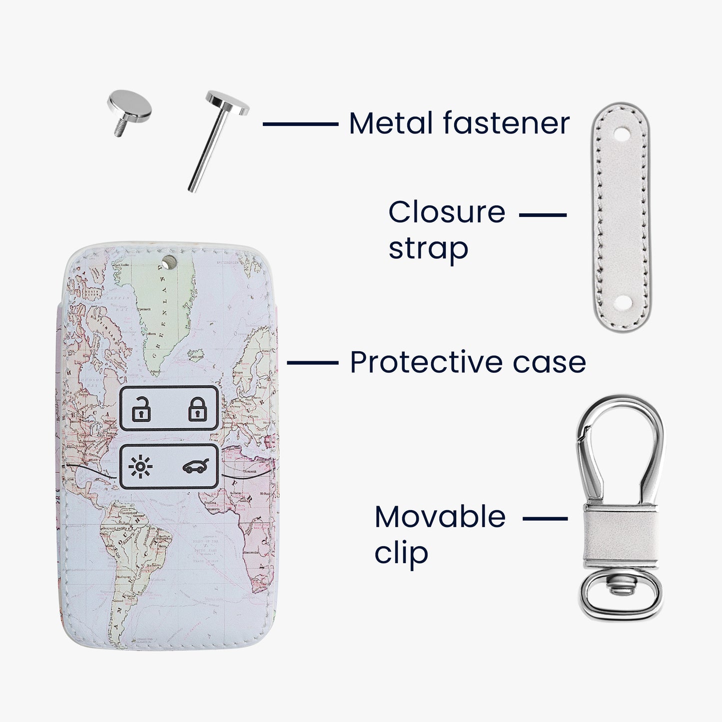 Renault 4-Button Smartkey Keyless Go Faux Leather Car Key Cover