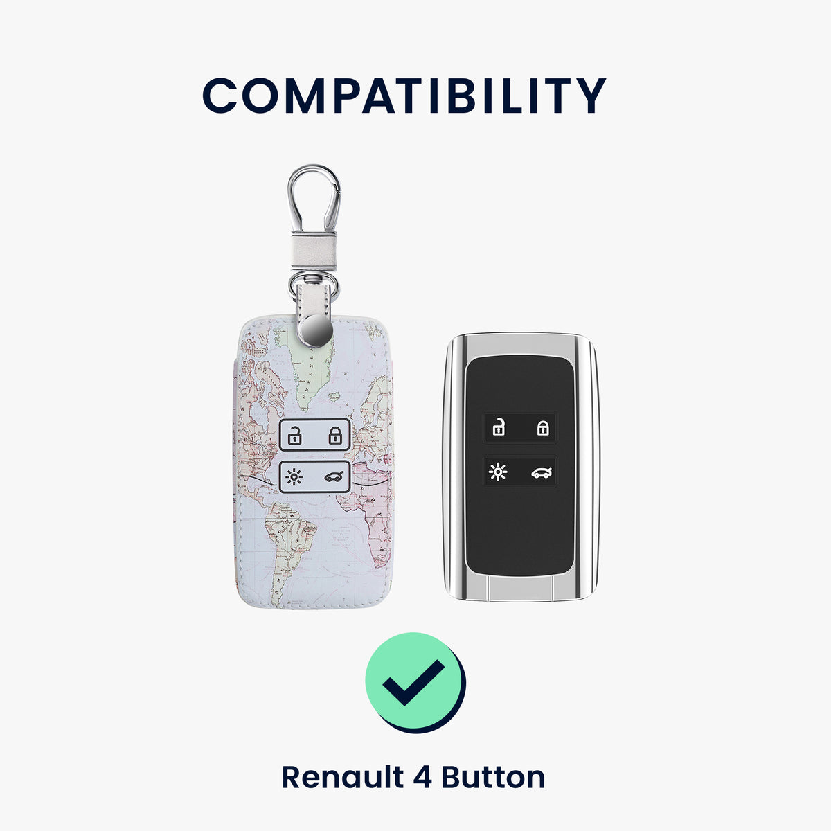 Renault 4-Button Smartkey Keyless Go Faux Leather Car Key Cover