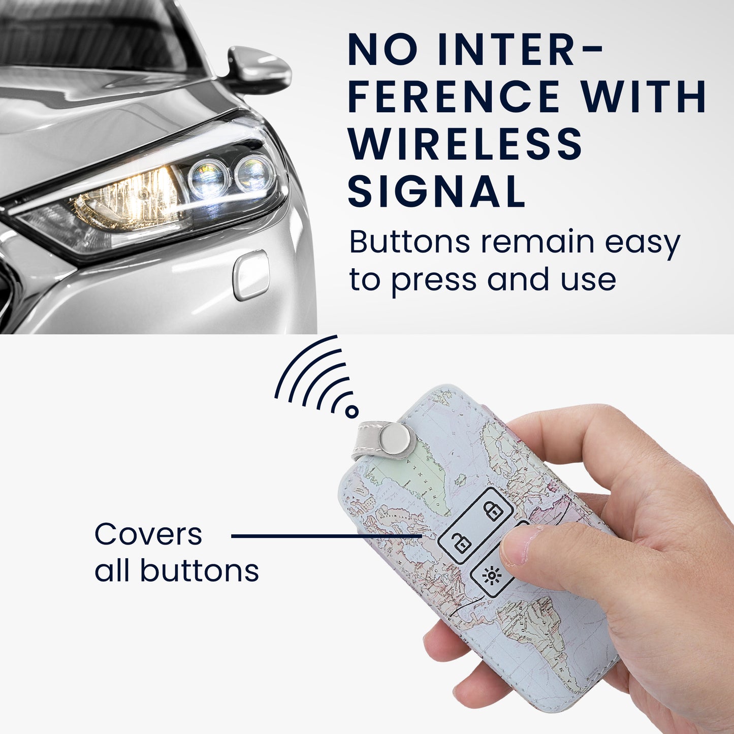 Renault 4-Button Smartkey Keyless Go Faux Leather Car Key Cover