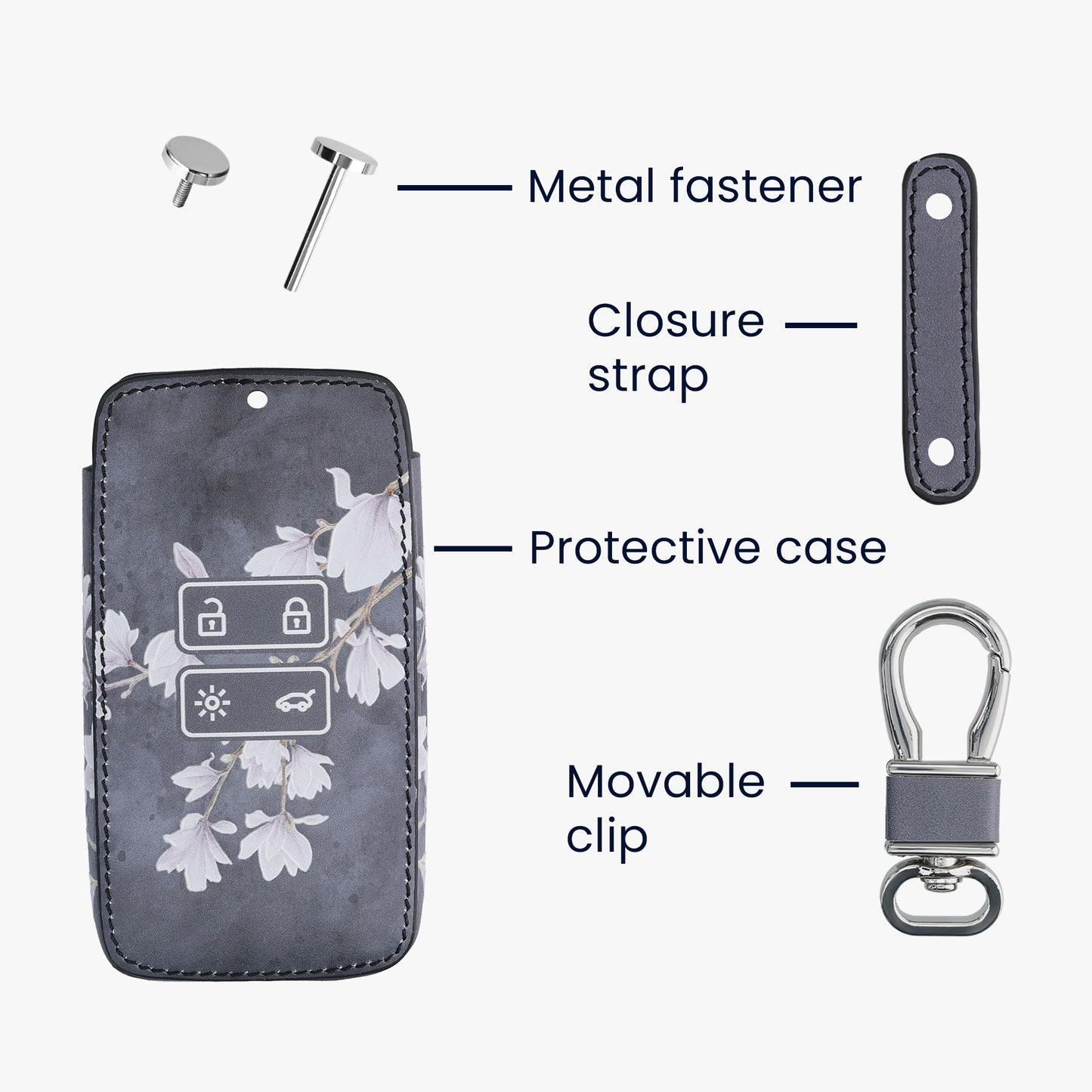 Renault 4-Button Smartkey Keyless Go Faux Leather Car Key Cover