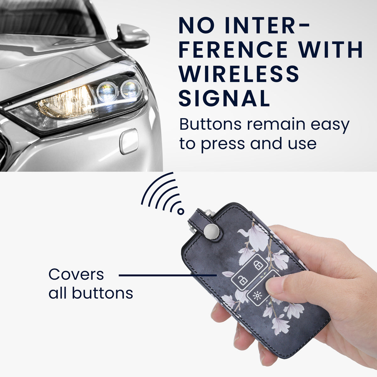 Renault 4-Button Smartkey Keyless Go Faux Leather Car Key Cover